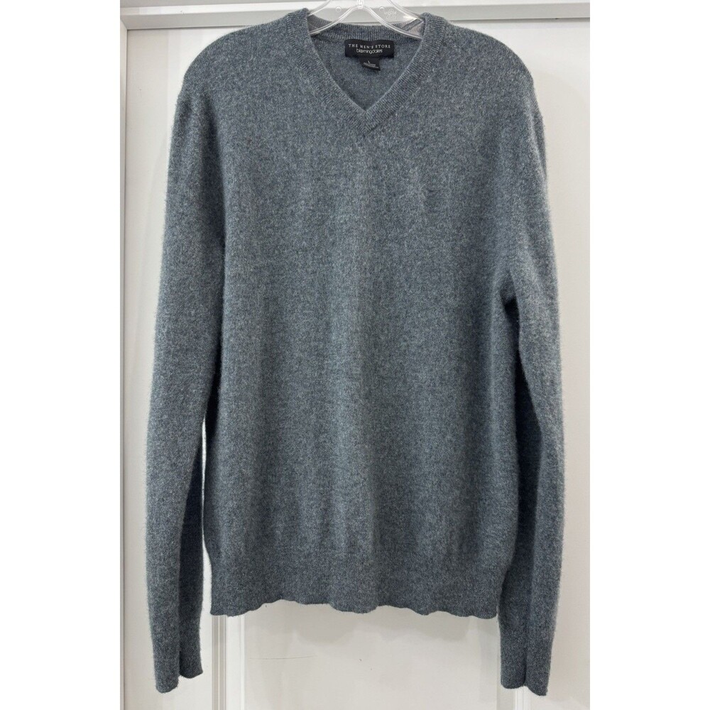 The men’s Store Bloomingdales V-Neck Pullover SweaterSz L Grey 100% Cashmere